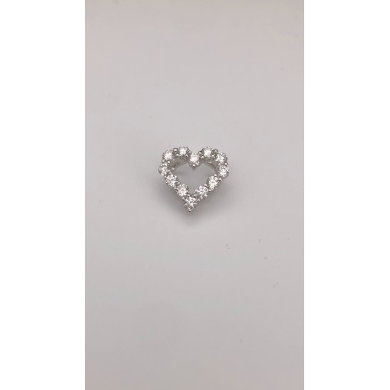 18K White Gold Heart Diamond Pendant