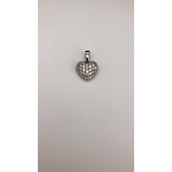 18K White Gold Heart Diamond Pendant