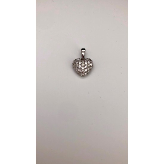 18K White Gold Heart Diamond Pendant