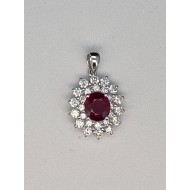 18K White Gold Ruby Pendant with Diamonds