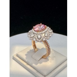 18K White Natural Padparadscha Ring (GRS)